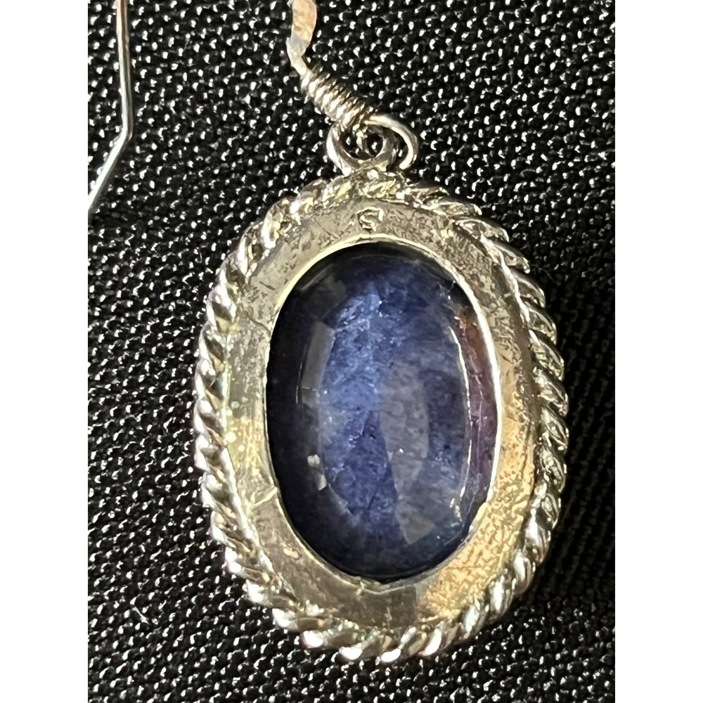 Stauer Necklace and Earring Set Sterling Silver Simulated Sapphire Jewelry Women - Picture 6 of 8